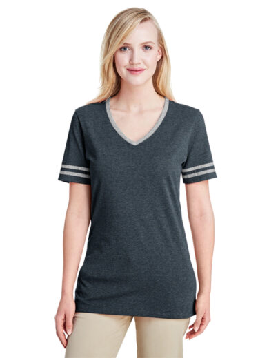 Ladies' TRI-BLEND Varsity V-Neck T-Shirt