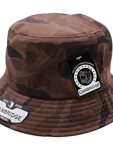 Dark Brown PB261 Pit Bull Cambridge Shiny Camouflage or Printed Army Swirl Fabric  Casual Bucket Hats