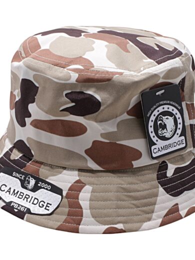 Khaki PB261 Pit Bull Cambridge Shiny Camouflage Light Weght Cool Bucket Hats