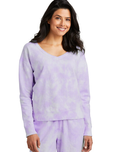 Port & Company ®  Women's Beach Wash ®  Cloud Tie-Dye V-Neck Sweatshirt LPC140V