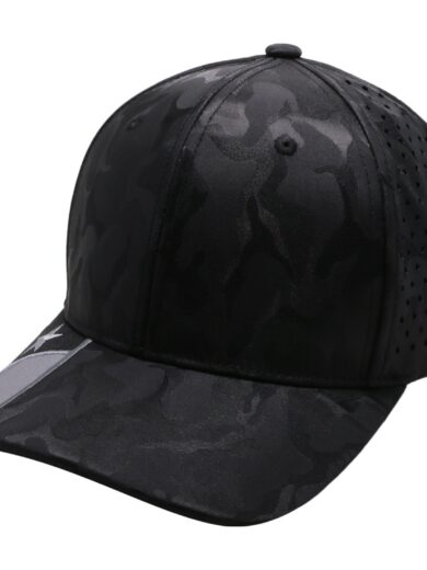 PB270TX Black Shiny Camo Perforated Texas Flag Embroidery Visor cap