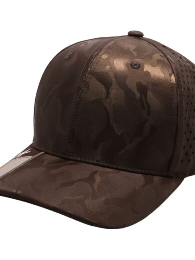 PB270TX Brown Shiny Camo Perforated Texas Flag Embroidery Visor Cap