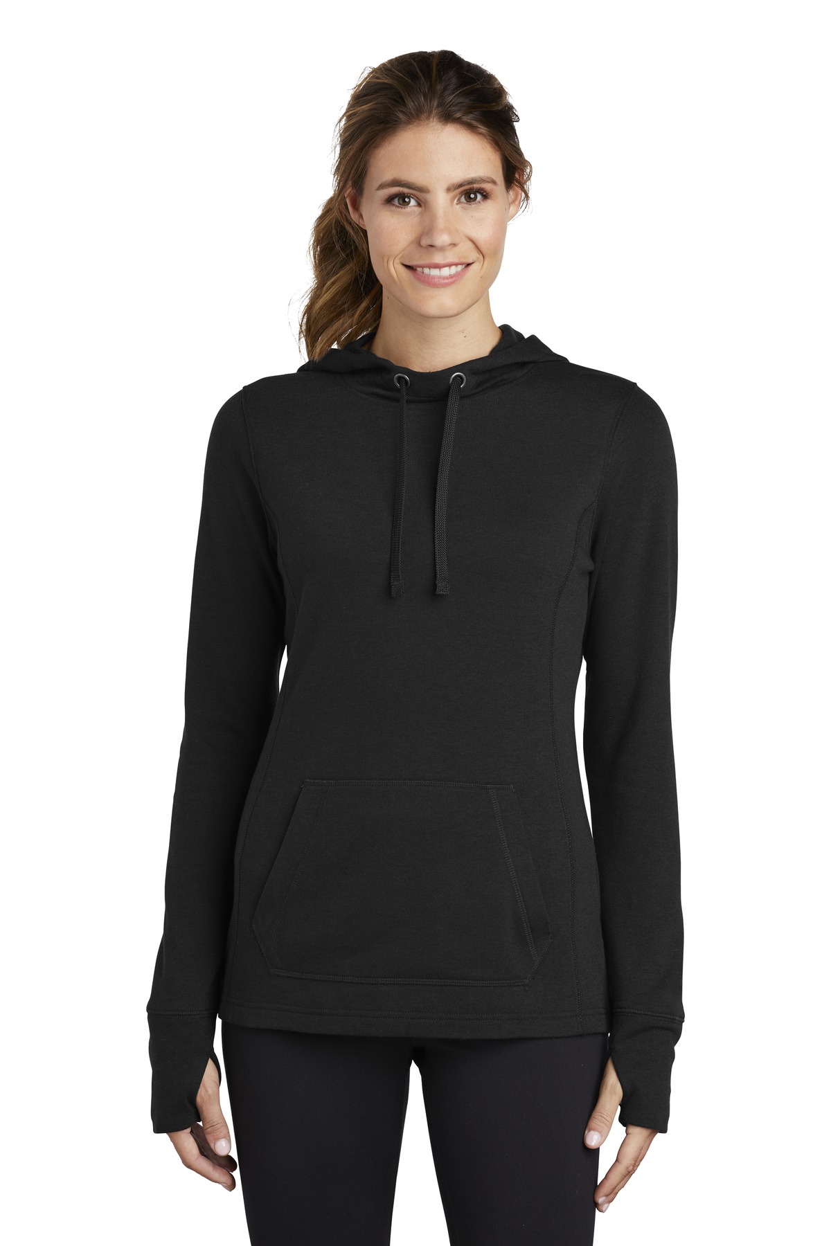 Sport-Tek ® Women's PosiCharge ® Tri-Blend Wicking Fleece Hooded Pullover. LST296