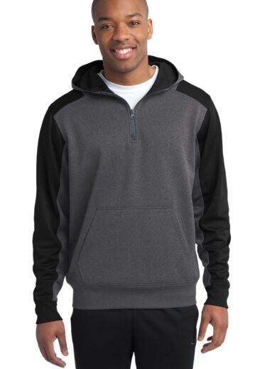 Sport-Tek ®   Tech Fleece Colorblock 1/4-Zip Hooded Sweatshirt. ST249