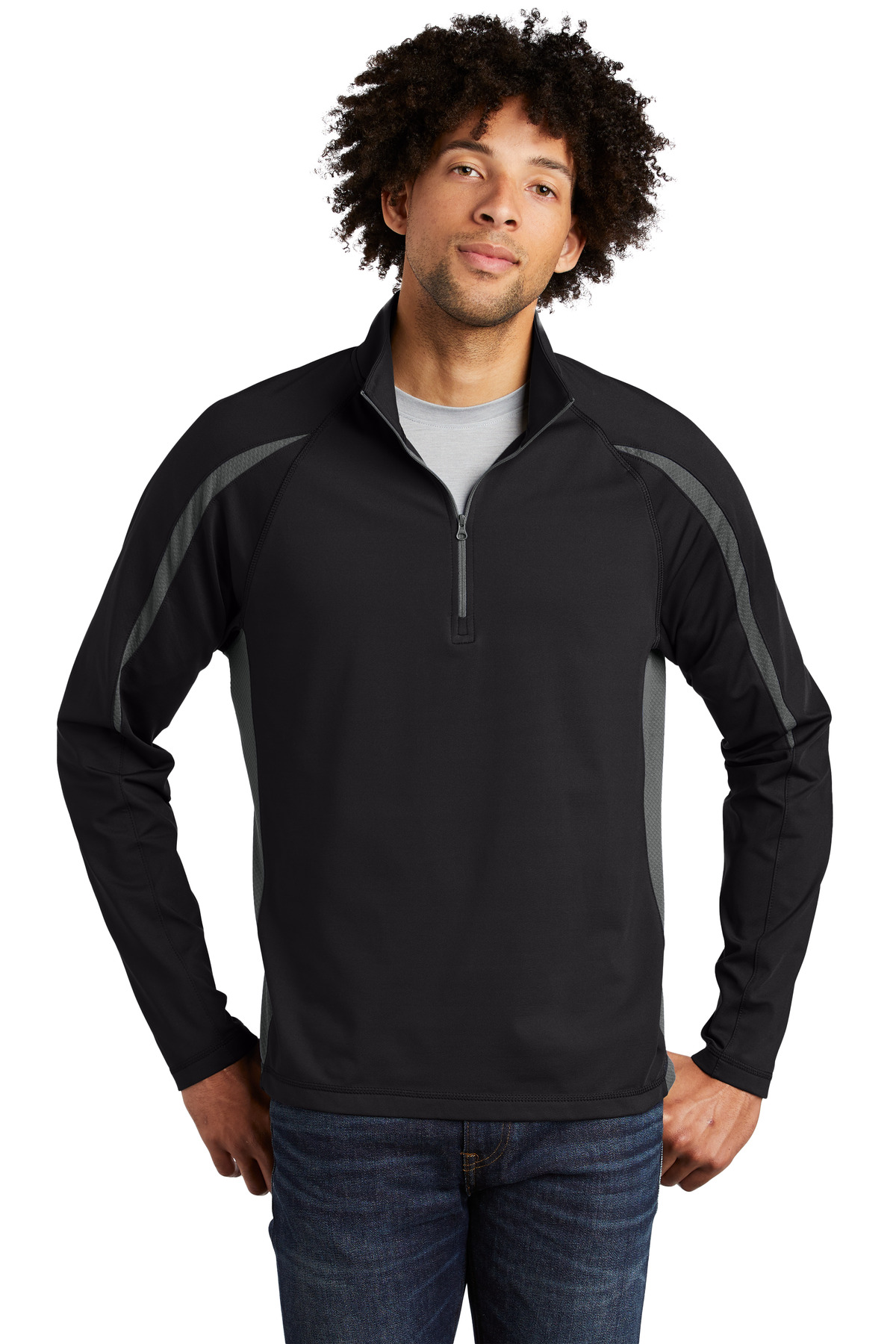 Sport-Tek ® Sport-Wick ® Stretch 1/2-Zip Colorblock Pullover. ST851